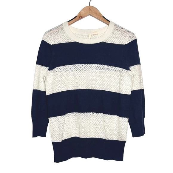 Moth Sweaters - Moth Anthropologie | Women | Decisively Textured Pointelle Stripe Sweater | Sz M